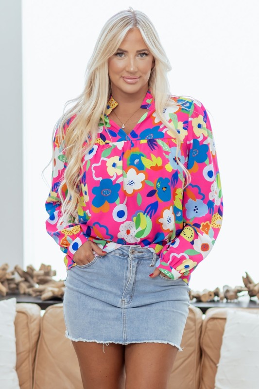 Dalia Flower Bomb Blouse women's trendy boutique outfit
