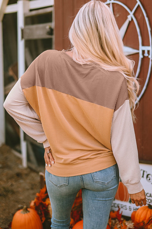 Adaline Ribbed Loose top Long Sleeve Top