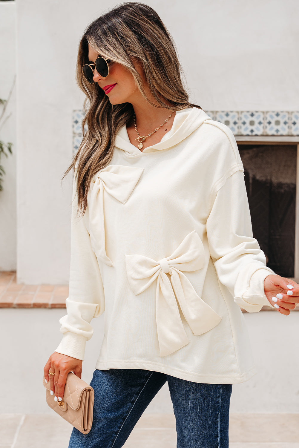 Raegwen Bow Detail Loose Hoodie
