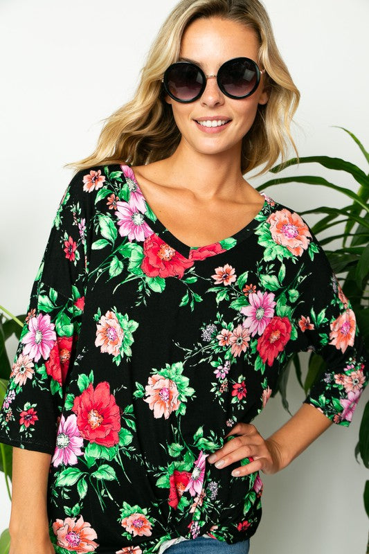 FLORAL TWISTED FRONT BOTTOM TOP