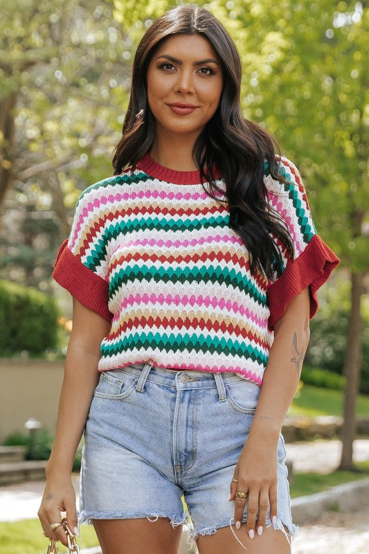 MOLLY SLEEVE COLORFUL TEXTURED SWEATER | MODERN EMPORIUM – trending fashion from Modern Emporium