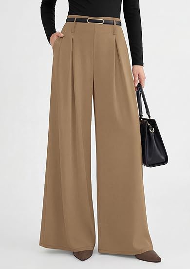 Women's Pleated Cropped Pants – Slimming Drape Adjustable Waist