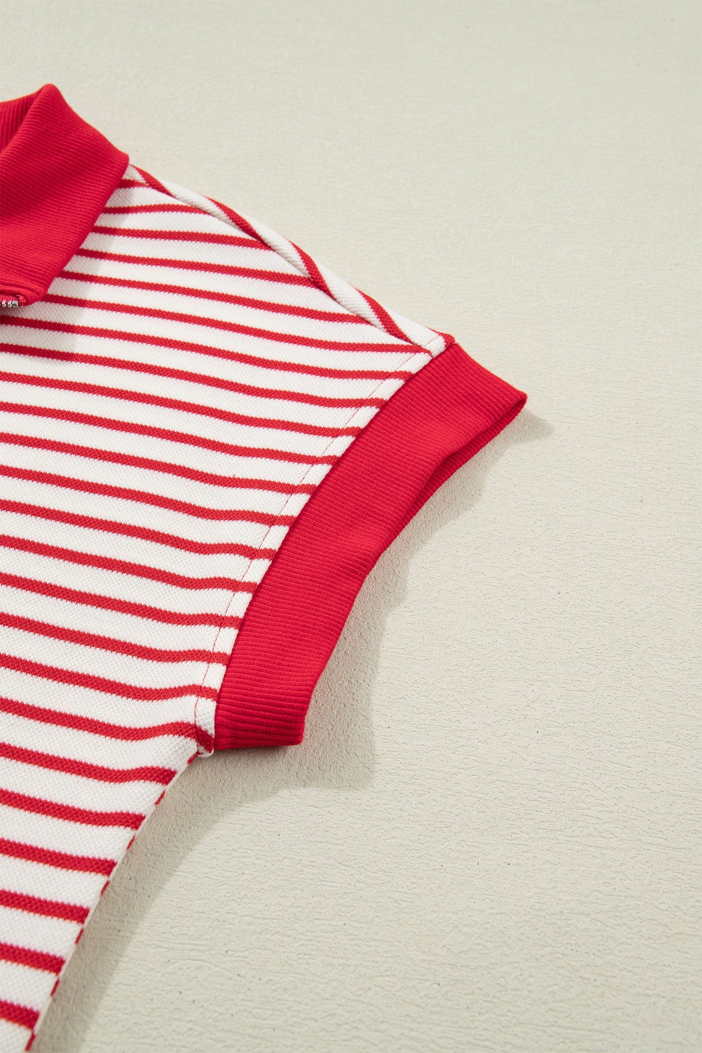 Stripe Quarter Zip Polo Collar T-Shirt Dress