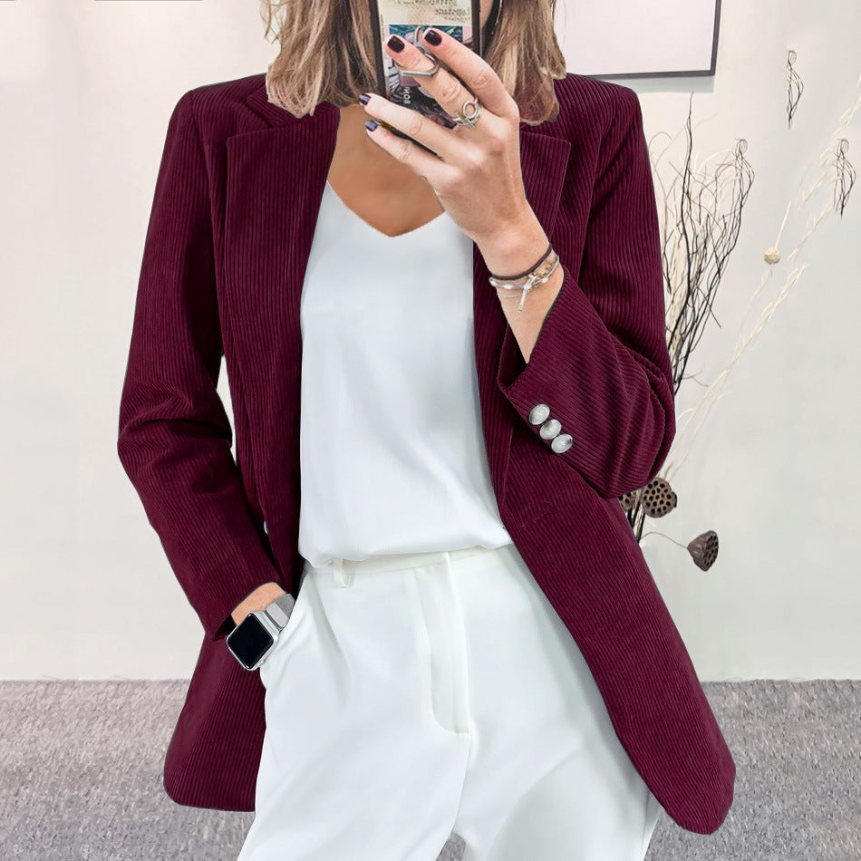 Women's Corduroy Blazer – Slim-Fit Elegant Workwear Jacket
