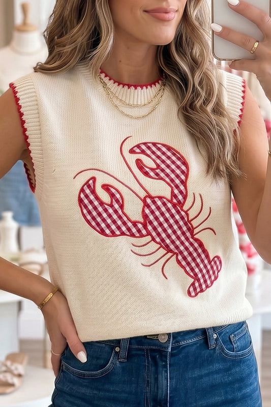 Emmeline Plaid Crawfish Knit Sweater