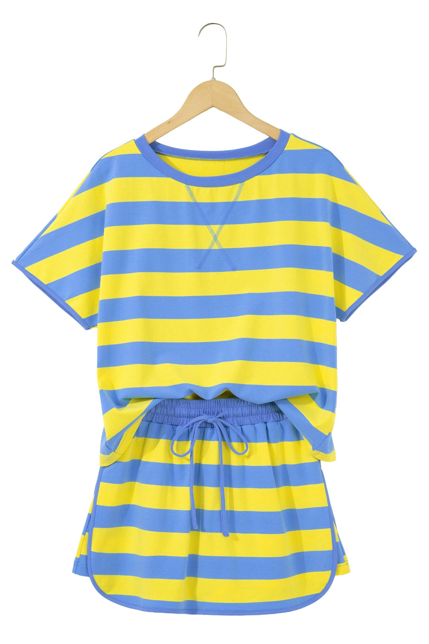 Stripe Dolman Tee & Drawstring Skort Set