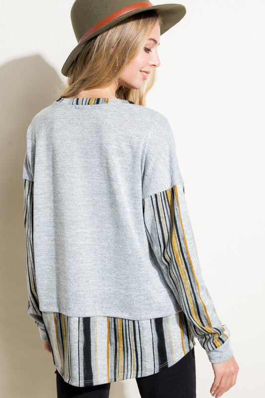 SOLID MULTI STRIPE MIXED TOP