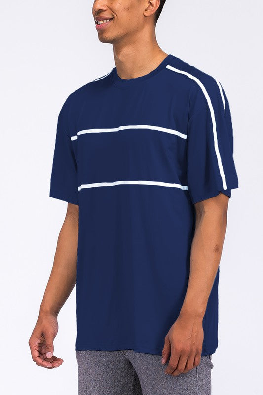 ROUND NECK TAPE STRIPE TSHIRT