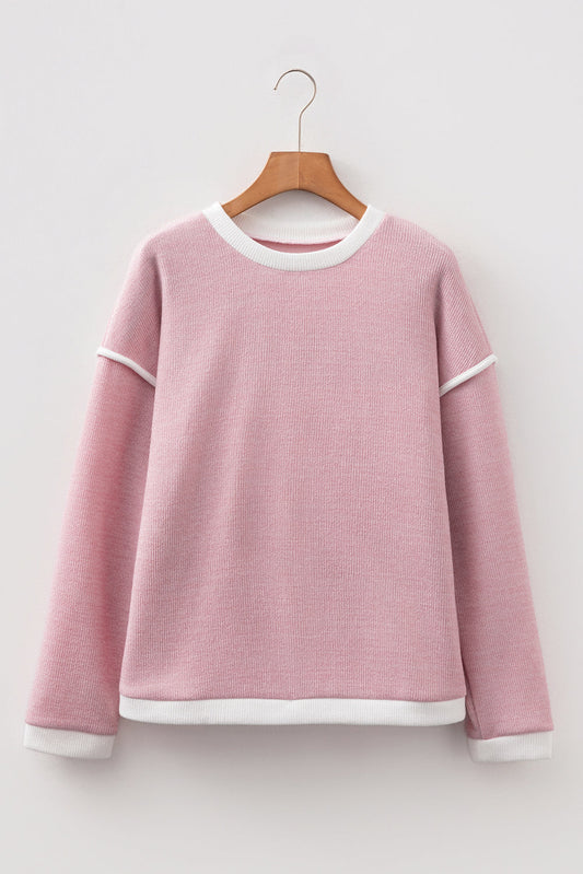 Contrast Trim Knit Drop Shoulder Top