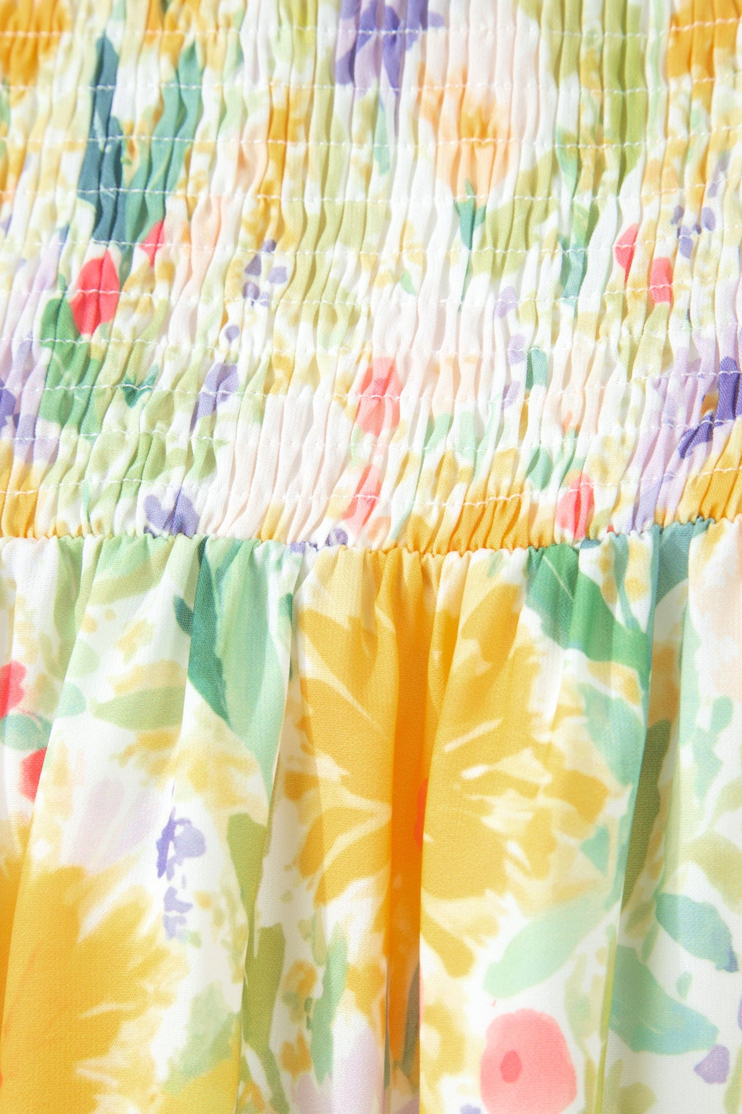 Floral Denim Tie Strap High Waist Maxi Dress