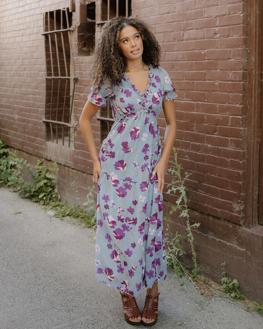 Haisley Floral Maxi Dress | Frill V Neck Dress