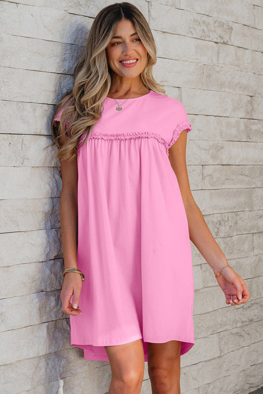 Keily Frilled Trim Loose Fit Mini Dress