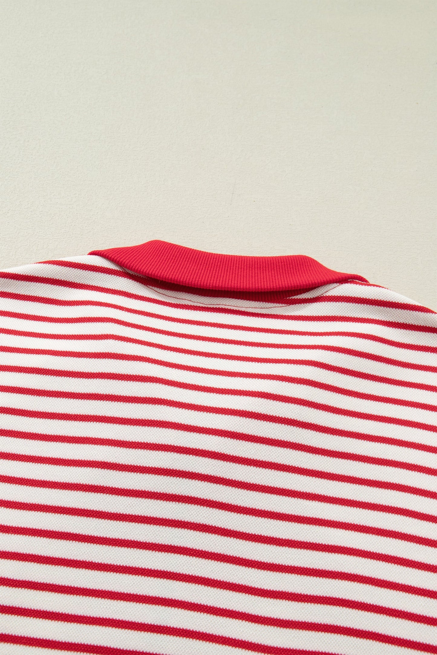 Stripe Quarter Zip Polo Collar T-Shirt Dress