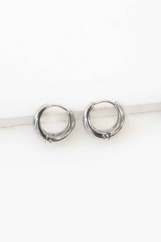 Minimal 14mm Hoop Earrings Silver