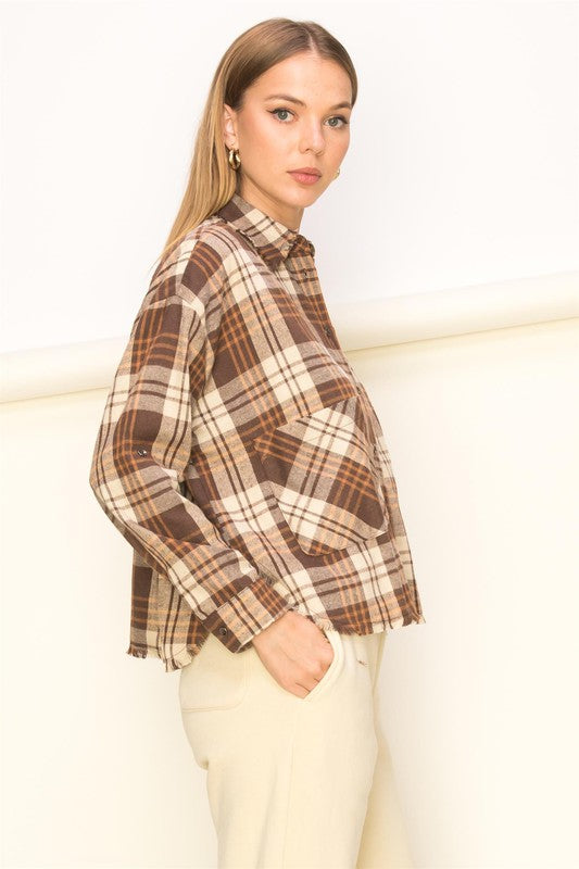 Wonder Away Plaid Button Down Shirt