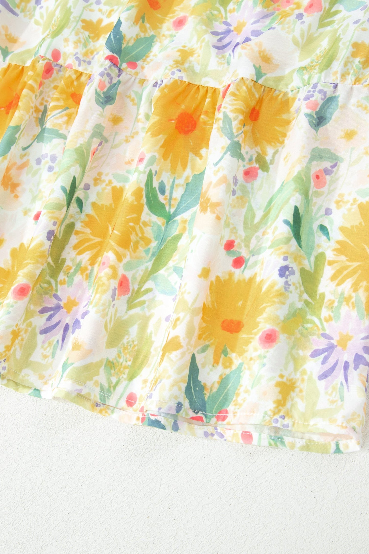 Floral Denim Tie Strap High Waist Maxi Dress