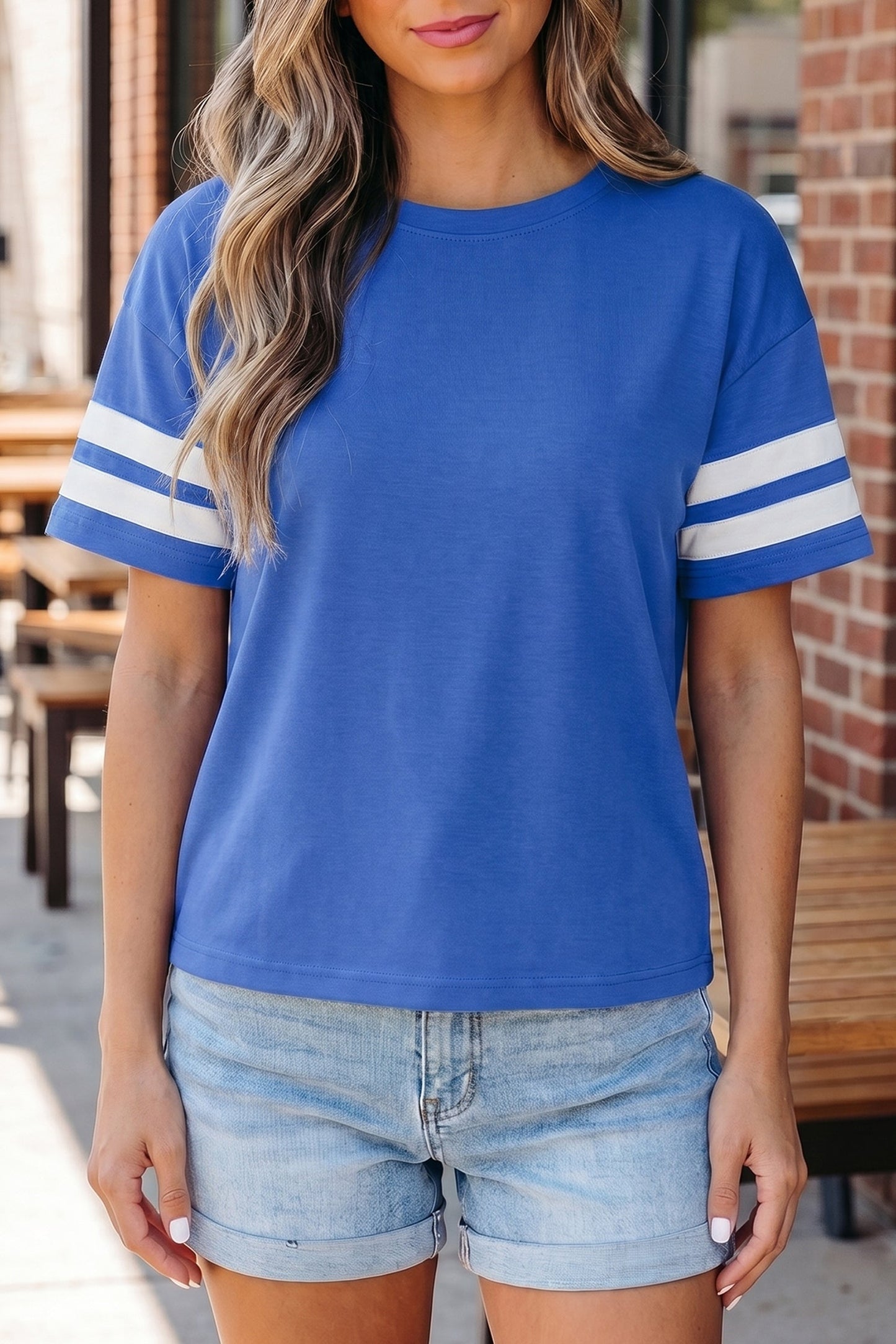 Varsity Stripe Crew Neck Short Sleeve T-Shirt