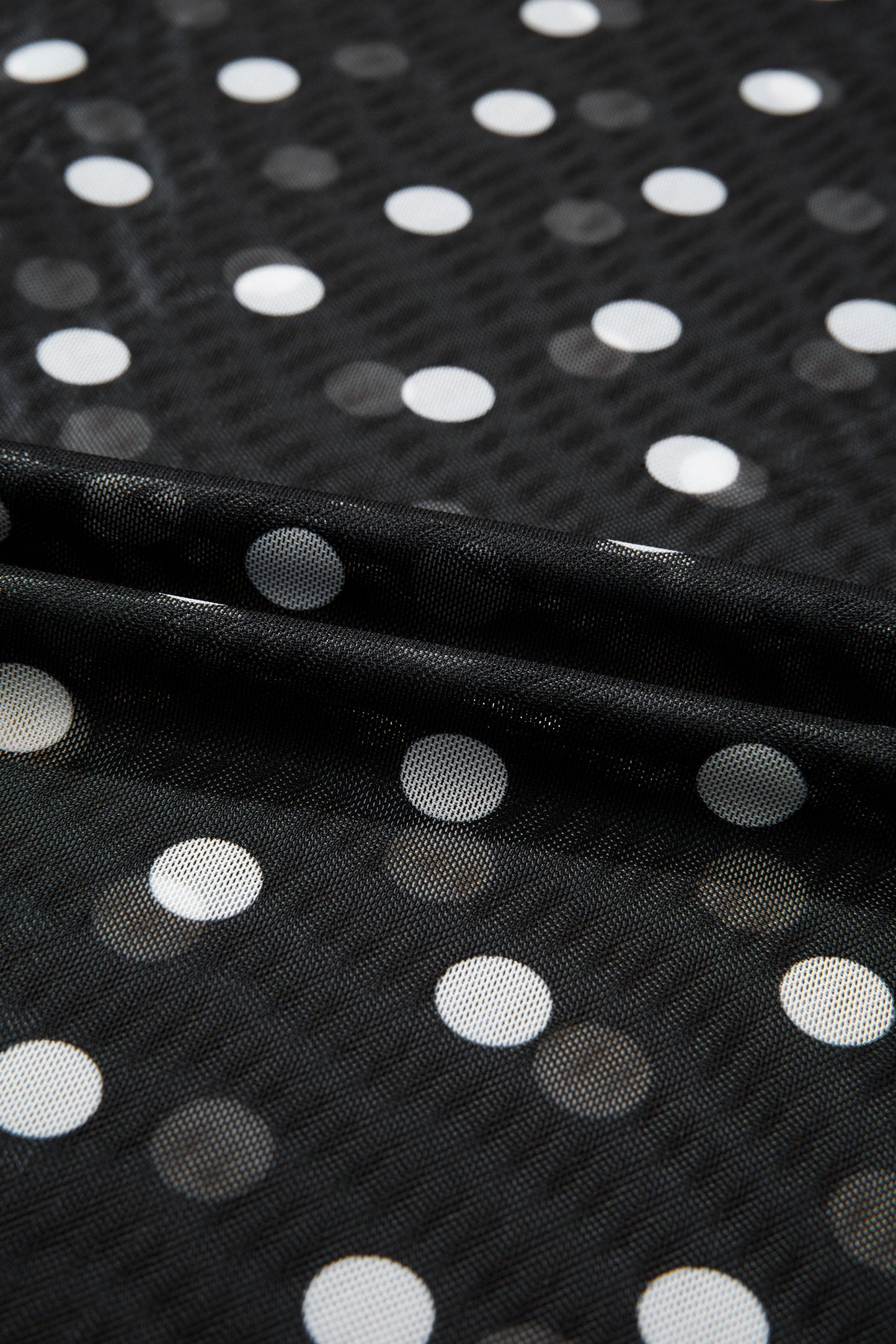 Polka Dot Sheer Mesh High Neck Tee