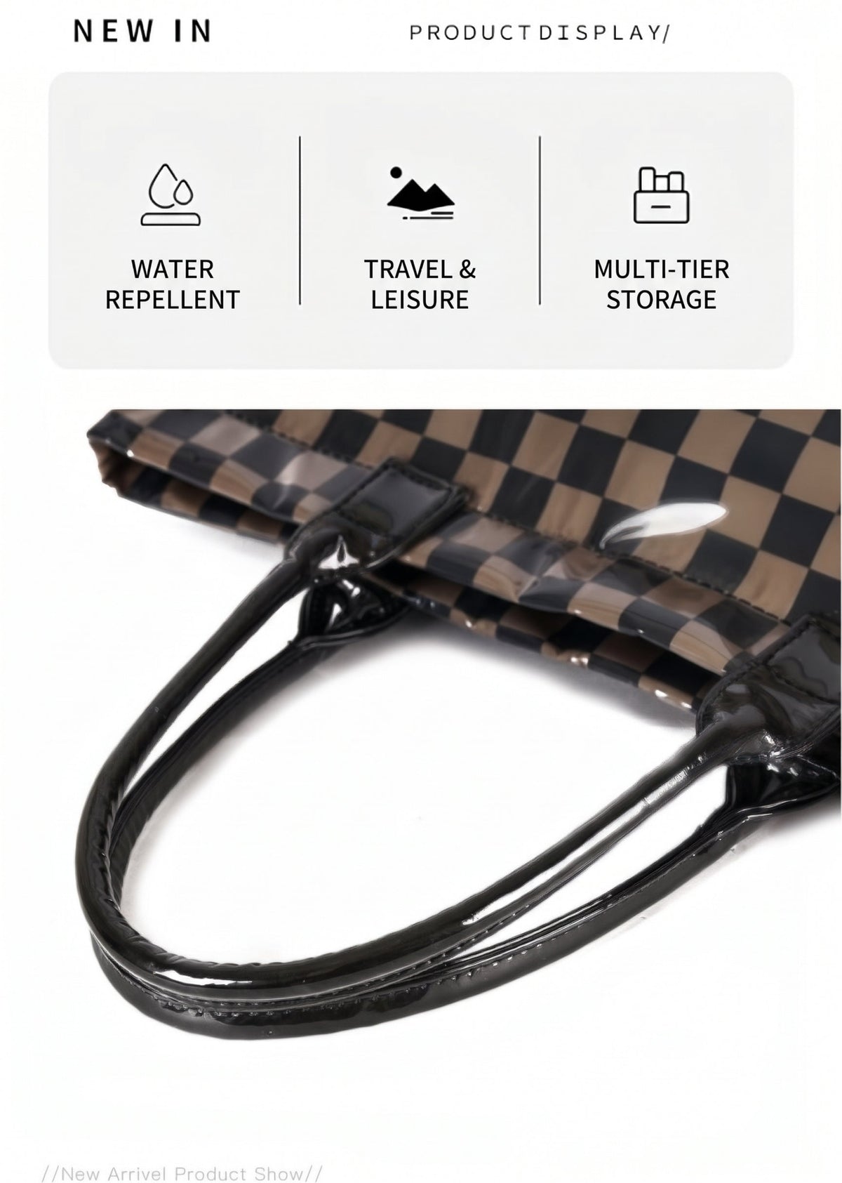 Charly Laminated Checkered Nylon Tote
