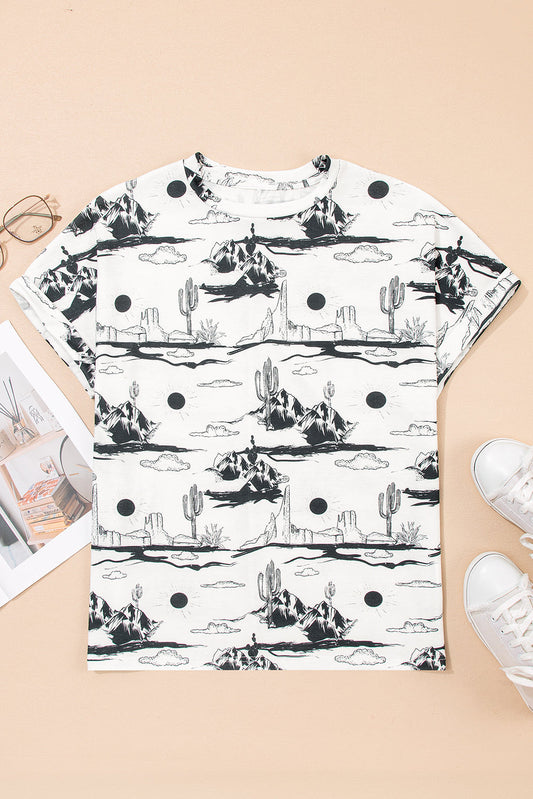 Western Desert Short Sleeve Knit Top