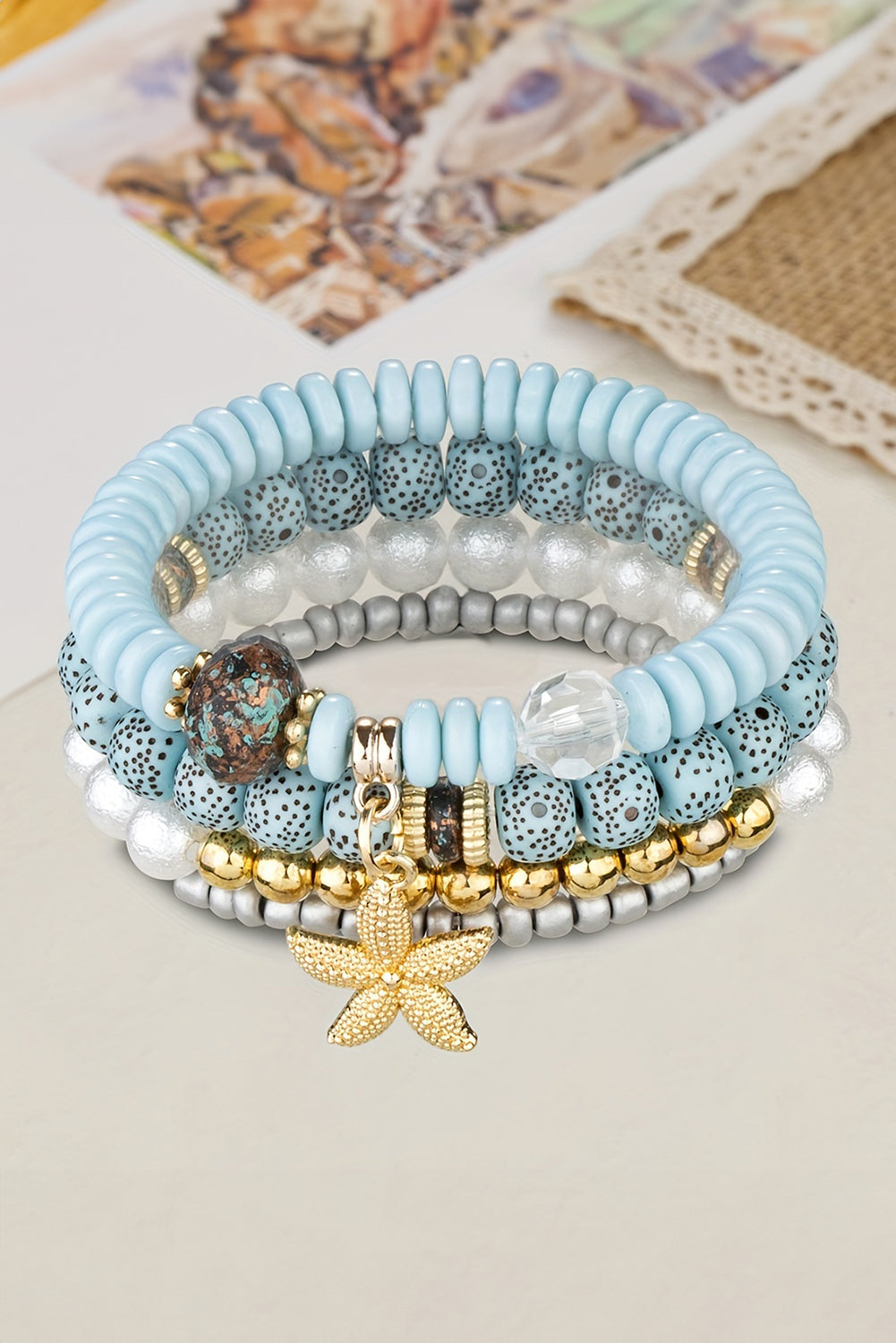 Leia Pendant Beaded Bracelet Set
