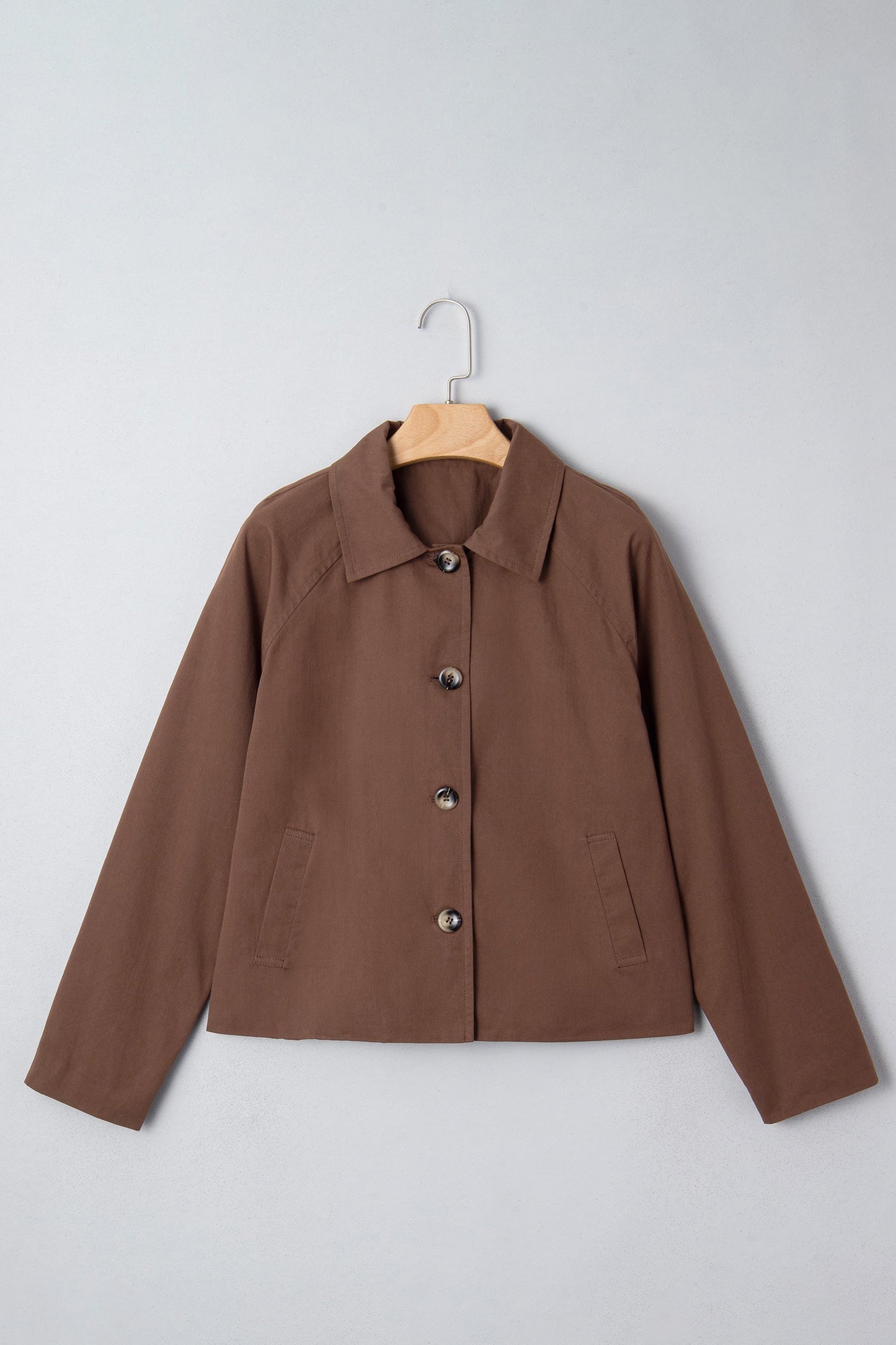 Leopard Lined Button Up Collared Jacket