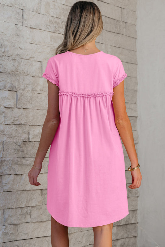 Keily Frilled Trim Loose Fit Mini Dress