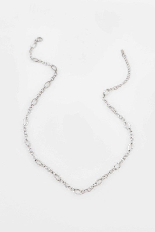 Spaced Oval Link Necklace Silver