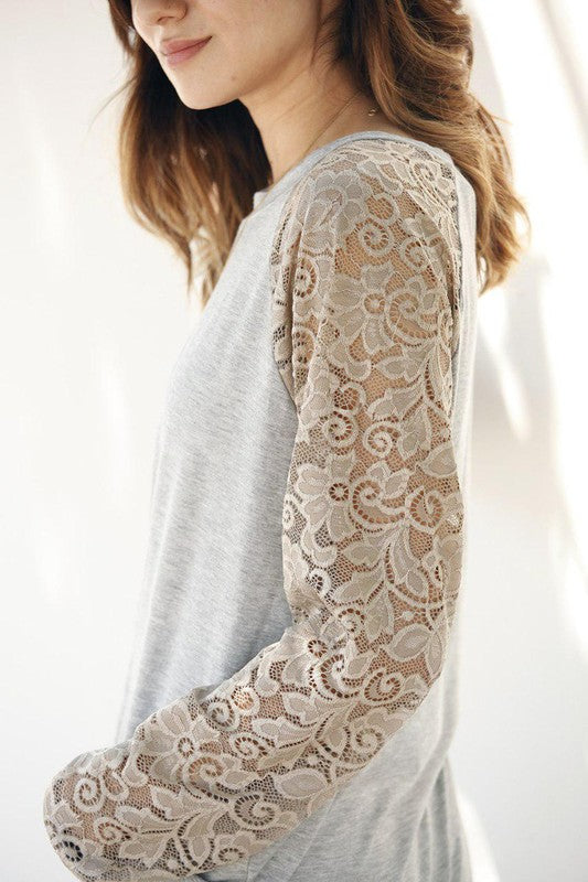 Lace Raglan Sleeve Pull Over | Modern Boutique Fashion