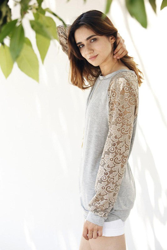 Lace Raglan Sleeve Pull Over | Modern Boutique Fashion