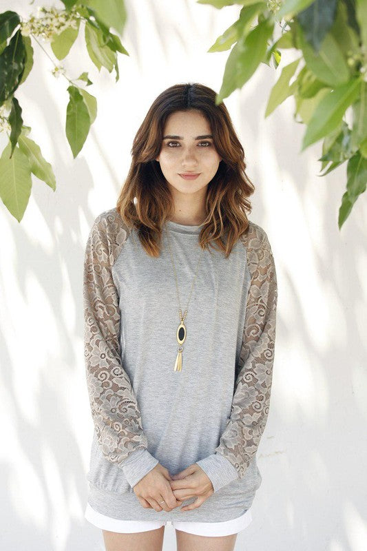 Lace Raglan Sleeve Pull Over | Modern Boutique Fashion