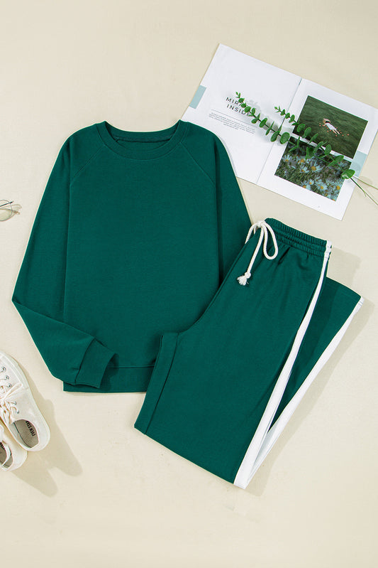 Solid Varsity Stripe Top and Pants Set