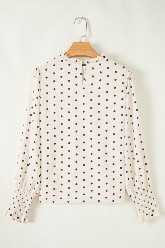 Catalina Polka Dot Lantern Sleeve Blouse stylish women's boutique wear