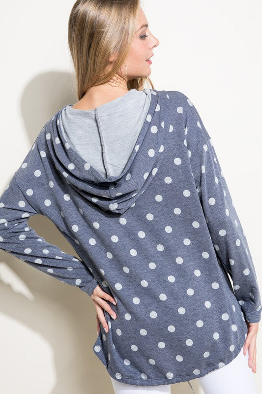 POLKA DOT PRINT TERRY SWEATSHIRT TOP