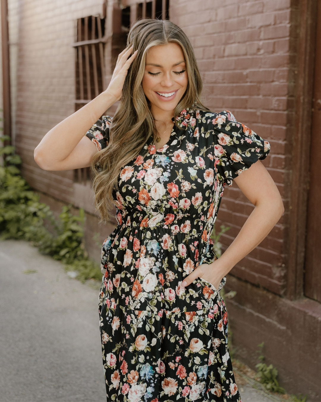 Calla Black Floral Maxi Dress | Tiered V Neck Dress