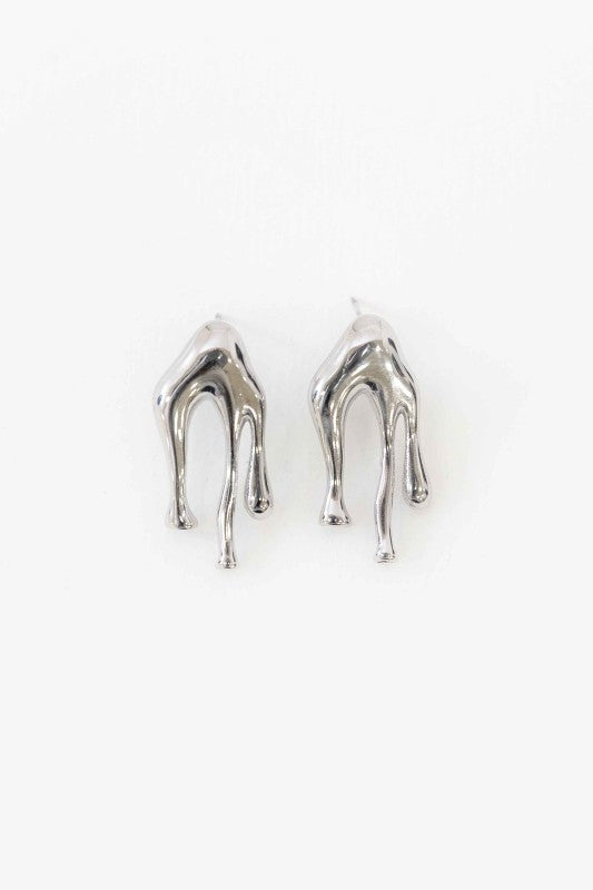 Drip Stud Earrings Silver