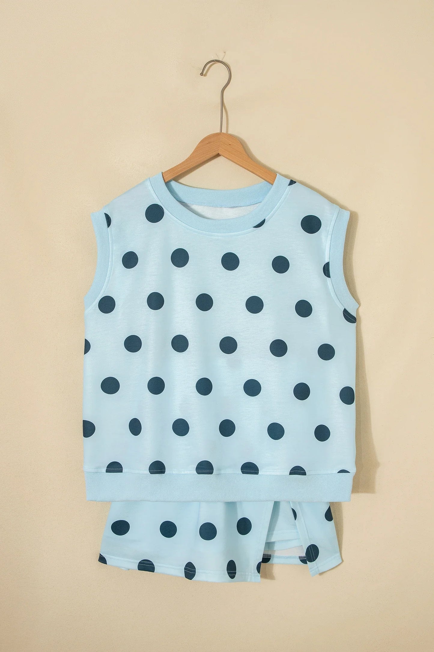 Polka Dot Ribbed Trim Tank & Mini Skort Set