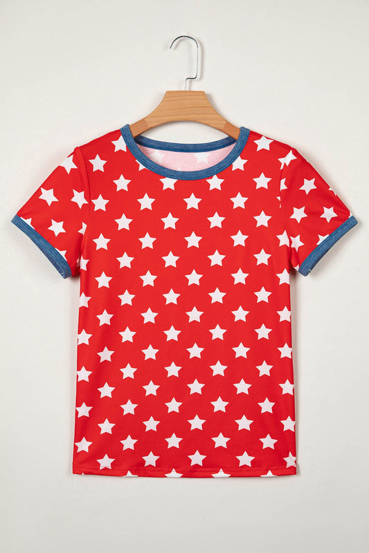 Americana Stars Colorblock Short Sleeve Top