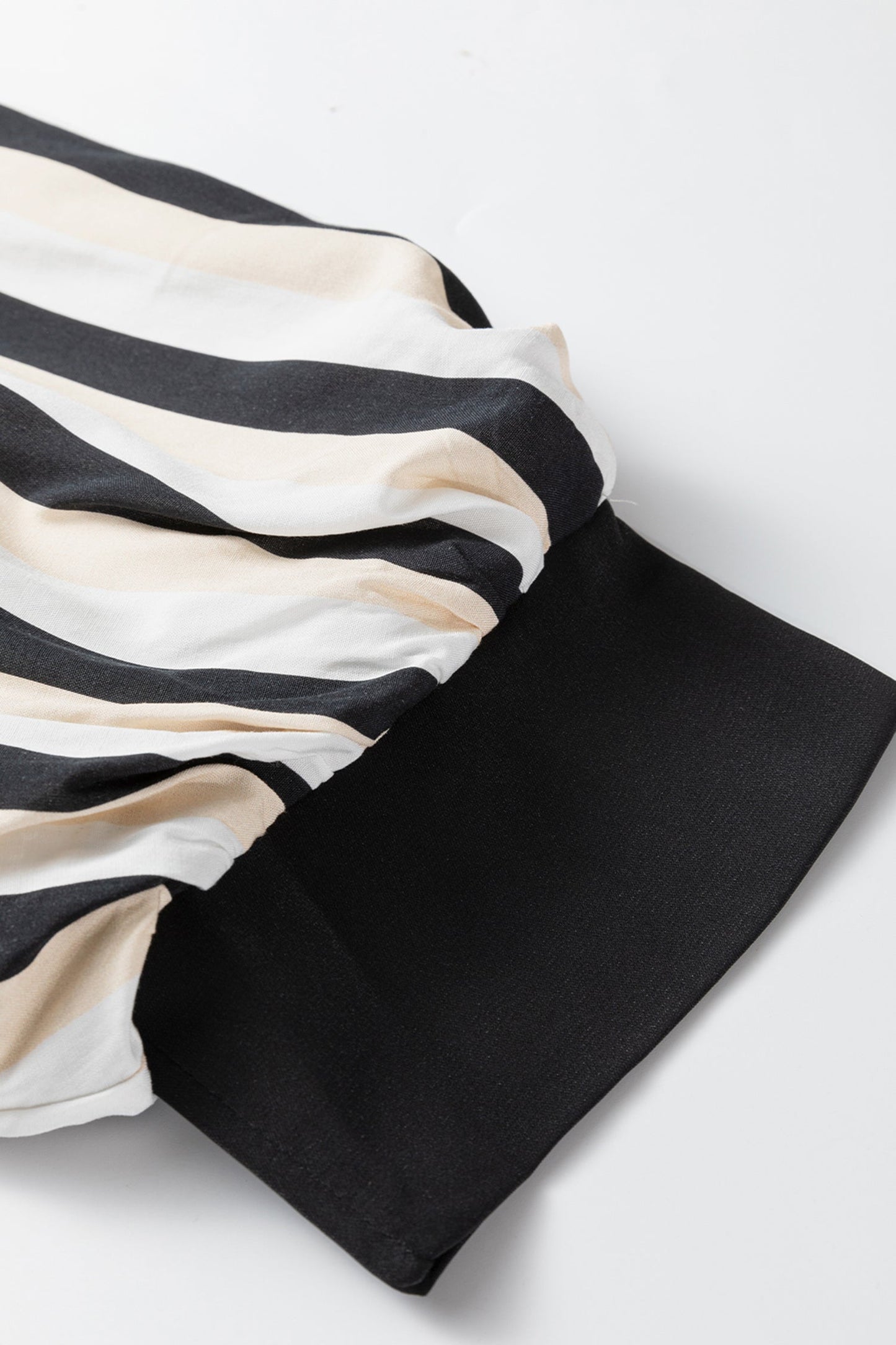 Stripe 3/4 Puff Sleeve Button Midi Dress