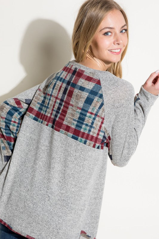 MULTI COLOR PLAID MIXED TOP