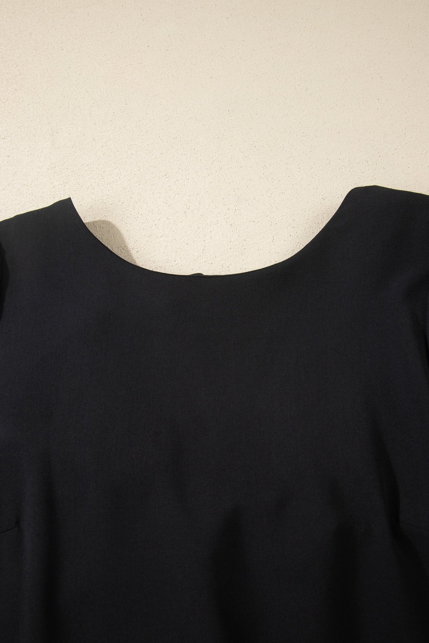 Solid Backless Bow Tie Short Sleeve Mini Dress