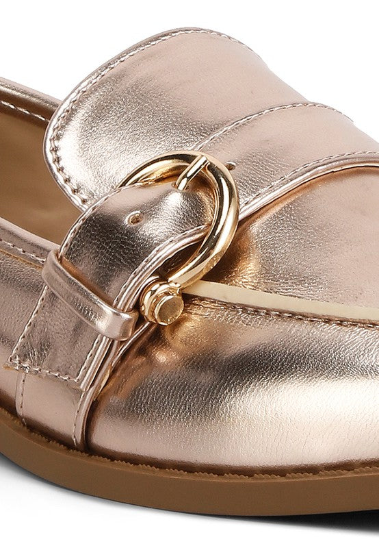 Haruka Metallic Faux Leather Loafers