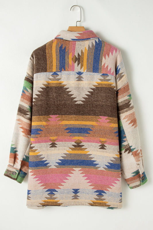Laney aztec Print Up Shacket
