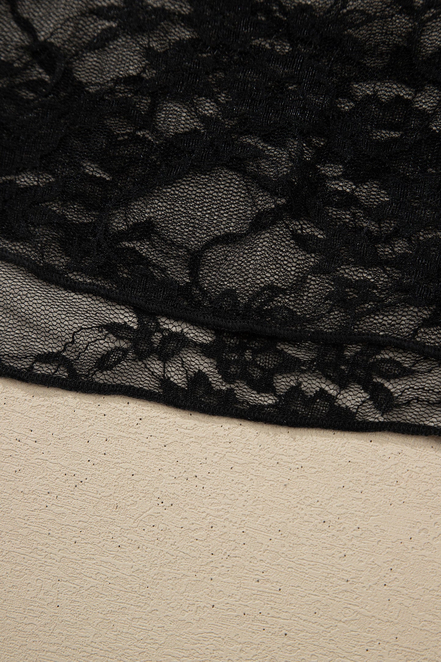 Sheer Floral Lace Mock Neck Long Sleeve Top