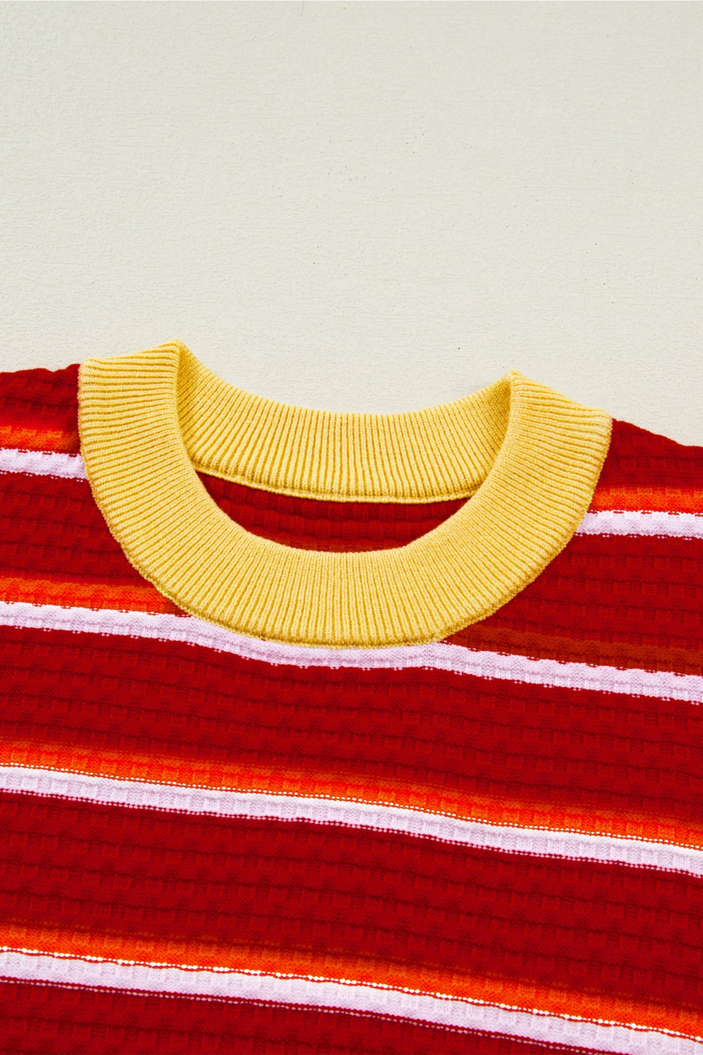 Stripe Colorblock Trim 3/4 Sleeve Sweater Top