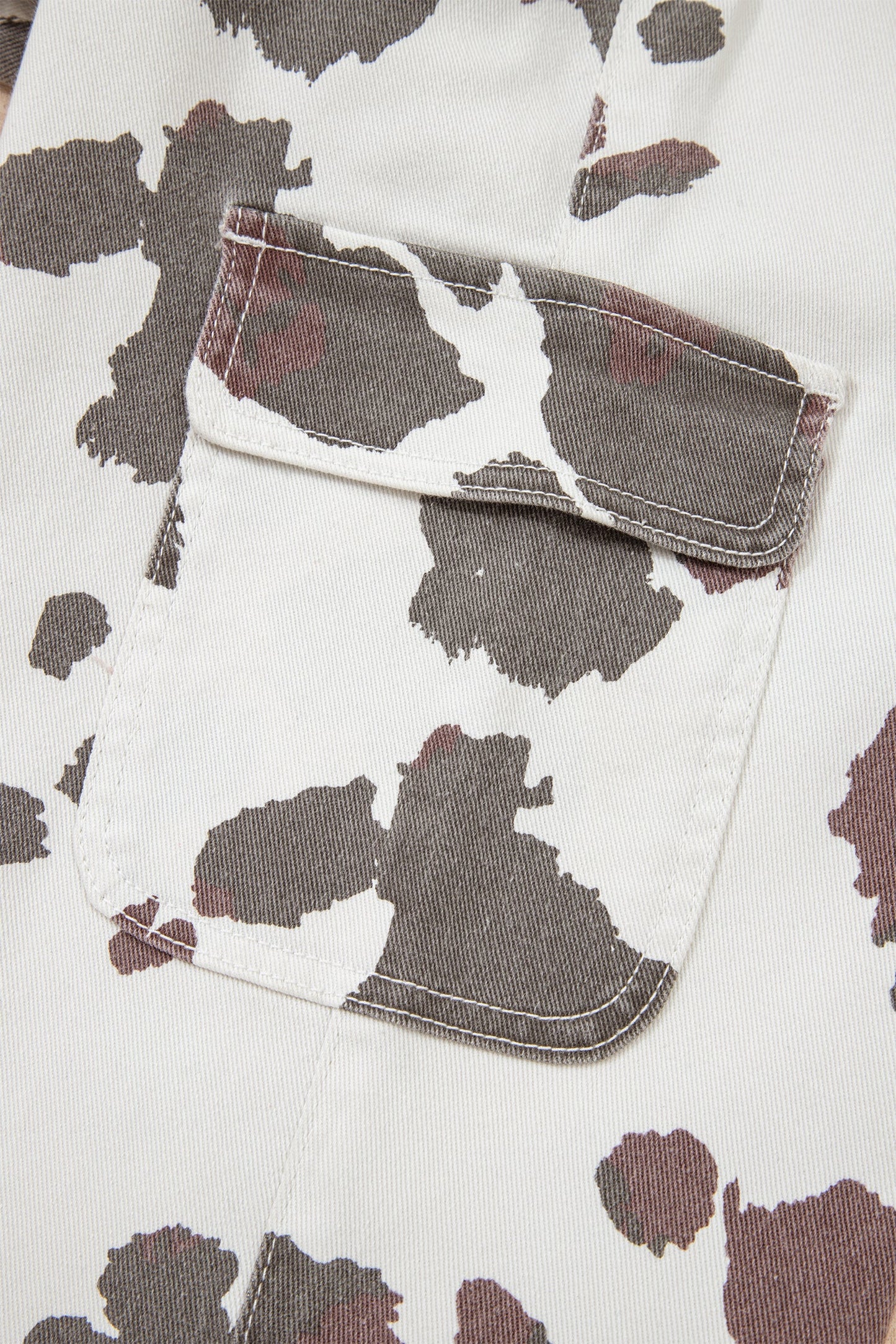 Western Cow Spot Cargo Pocket Straight Leg Jeans