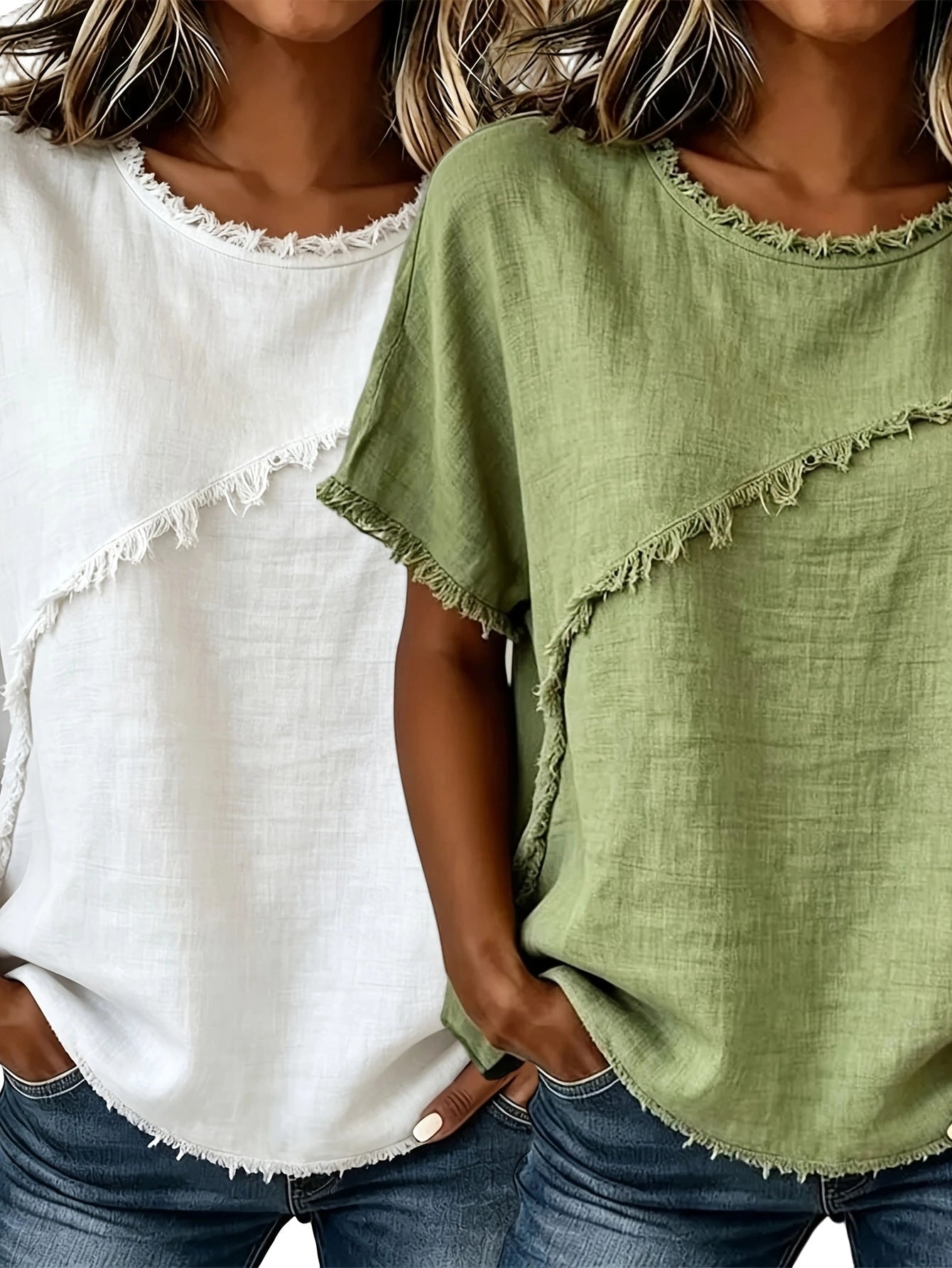 Women's Round-Neck Loose Short-Sleeve Top – 2-Pack Casual Tee