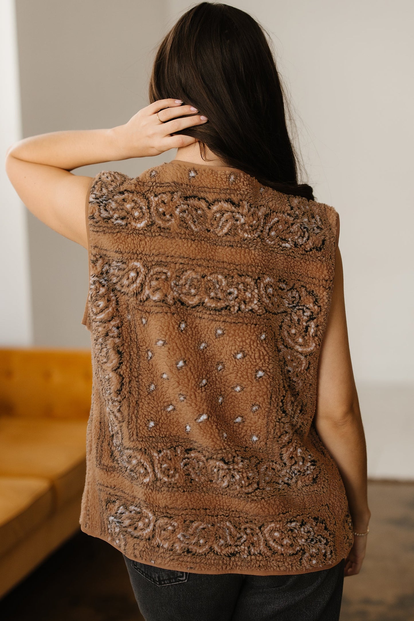 Western Paisley Sherpa Pocketed Vest