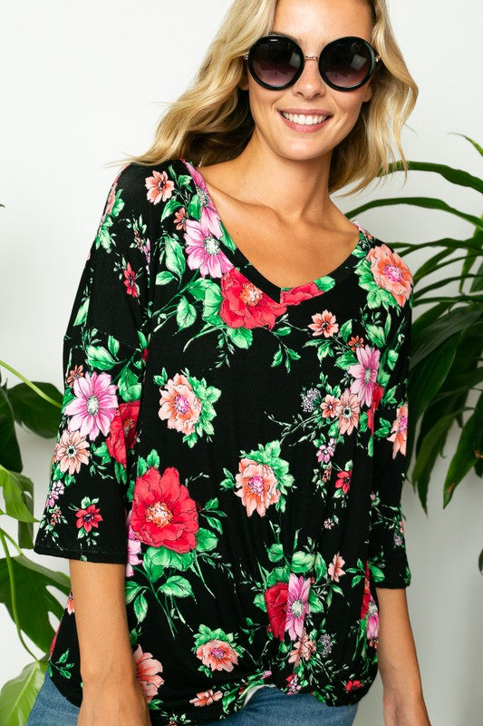 FLORAL TWISTED FRONT BOTTOM TOP