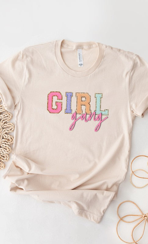 Girl Gang Faux Chenille Letters Graphic Tee